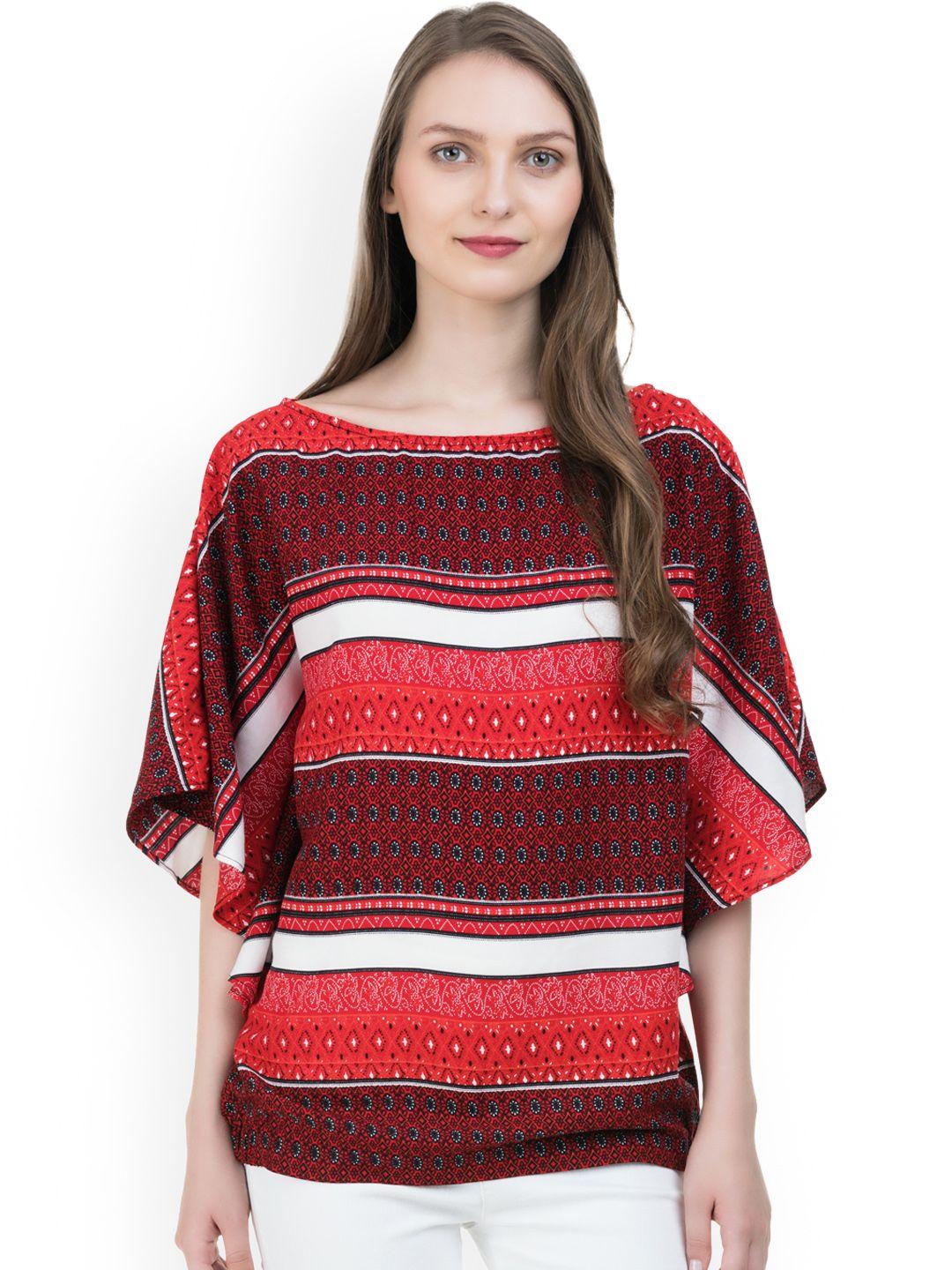 idk women red printed boxy top