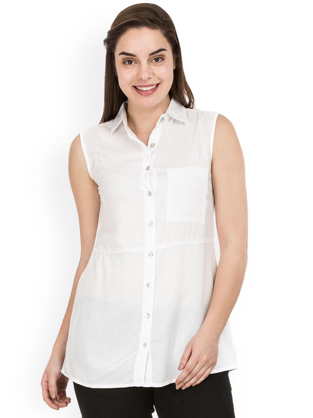 idk women white solid shirt style top