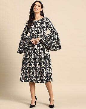 ikat fit and flare dress