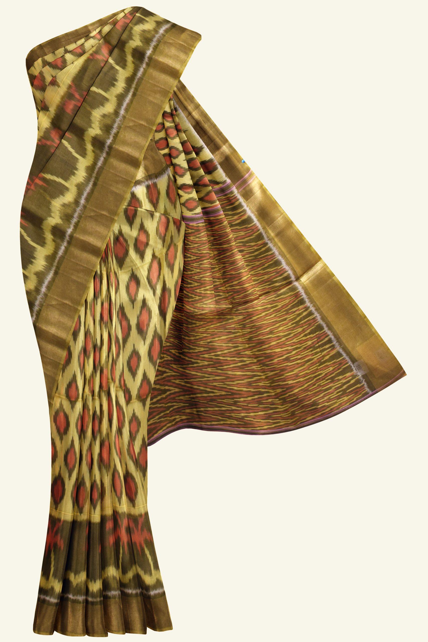 ikat handloom silk cotton saree