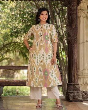 ikat pattern a-line kurta