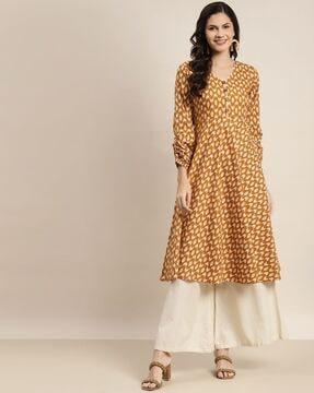 ikat pattern fit & flare kurta