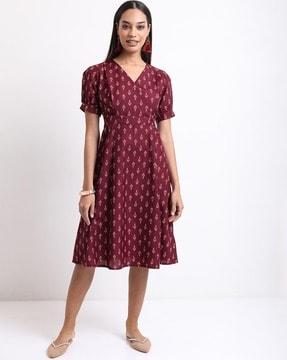 ikat print a-line dress