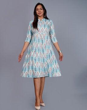 ikat print a-line dress