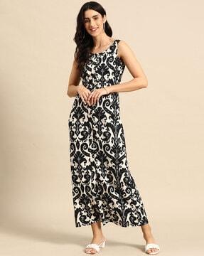 ikat print a-line dress