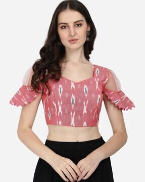 ikat print back-open blouse