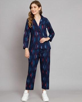 ikat print blazer & pants set