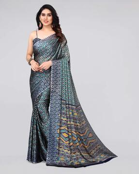 ikat print chiffon saree