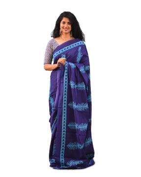 ikat print cotton saree with blouse piece