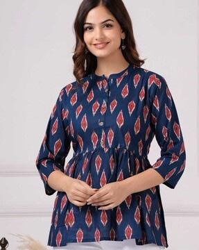 ikat print cotton top