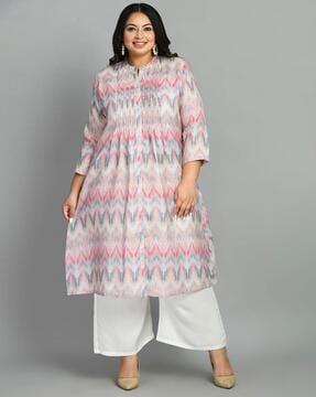 ikat print flared kurta & palazzos set