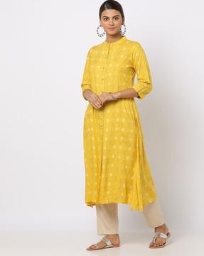 ikat print flared kurta