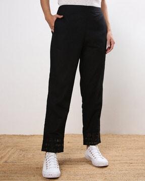 ikat print flat-front pants