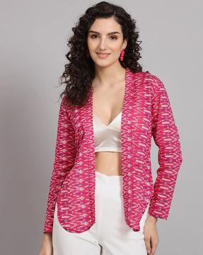 ikat print front-open shrug