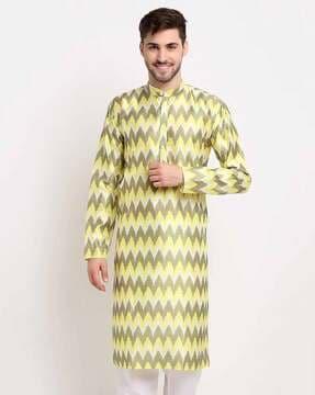 ikat print full-sleeve long kurta