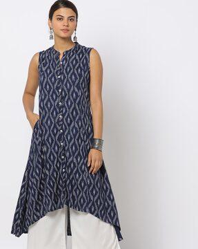 ikat print high-low hem kurta