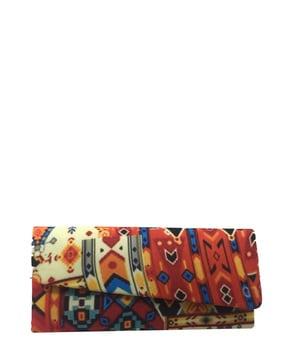 ikat print multipurpose pouch with asymmetrical closure