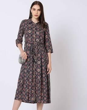 ikat print relaxed fit fit & flare dress
