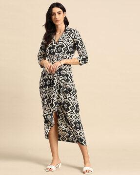 ikat print shirt dress