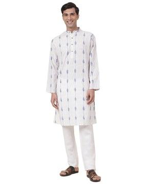 ikat print slim fit long kurta