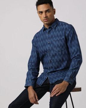 ikat print slim fit shirt