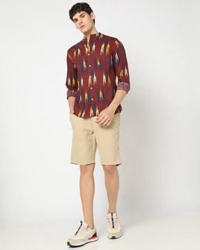 ikat print slim fit shirt