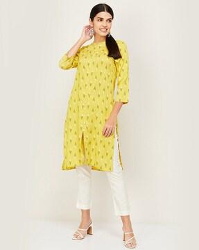 ikat print staright kurta