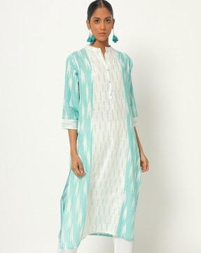 ikat print straight kurta