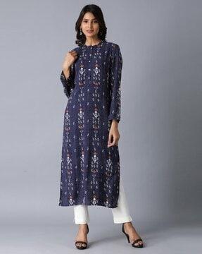 ikat print straight kurta