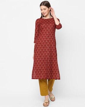 ikat print straight kurta