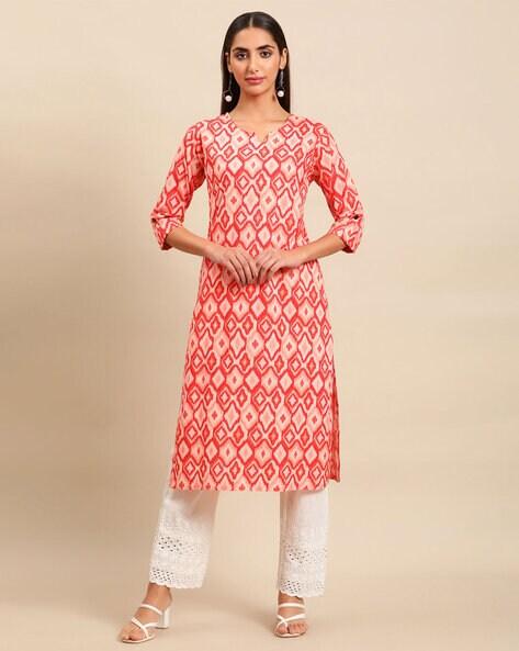 ikat print straight kurta