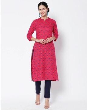 ikat print straight kurta