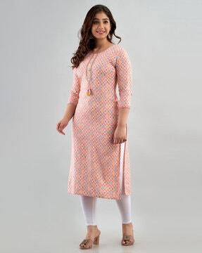 ikat print straight kurta