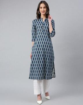 ikat print straight kurta