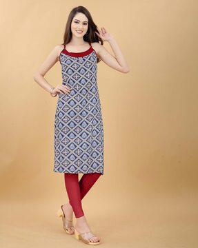 ikat print straight kurta