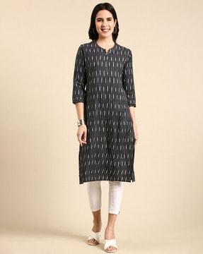 ikat print straight kurta