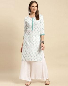 ikat print straight kurta