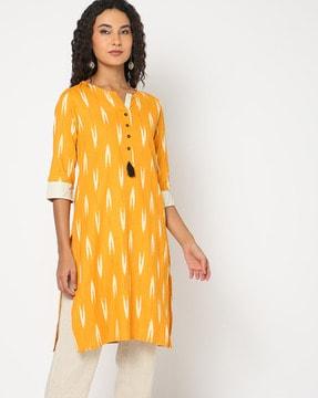 ikat print straight kurta