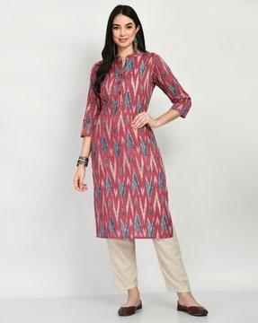 ikat print straight kurta