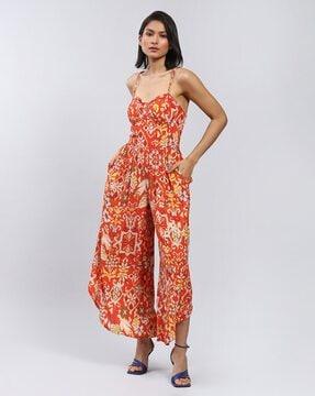 ikat print strappy jumpsuit