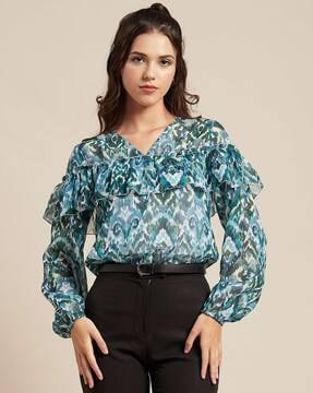 ikat print top with full sleeves