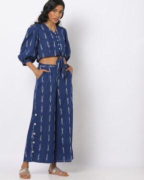 ikat print top with palazzos set