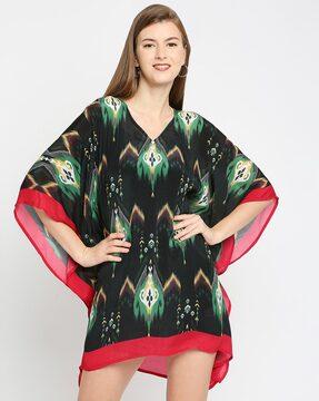 ikat print v-neck top