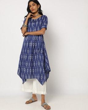 ikat round-neck a-line kurta