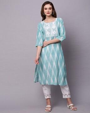 ikat straight kurta