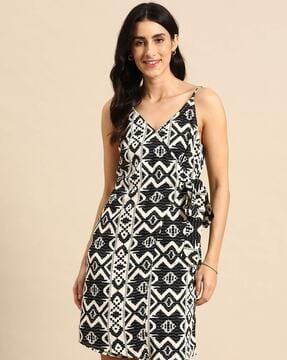 ikat v-neck shift dress