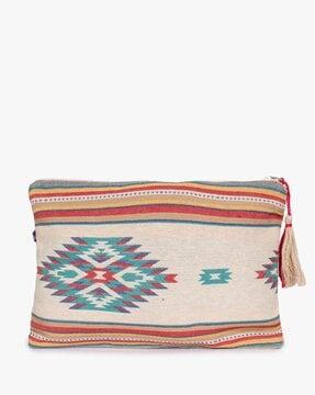 ikat woven pouch with tassel
