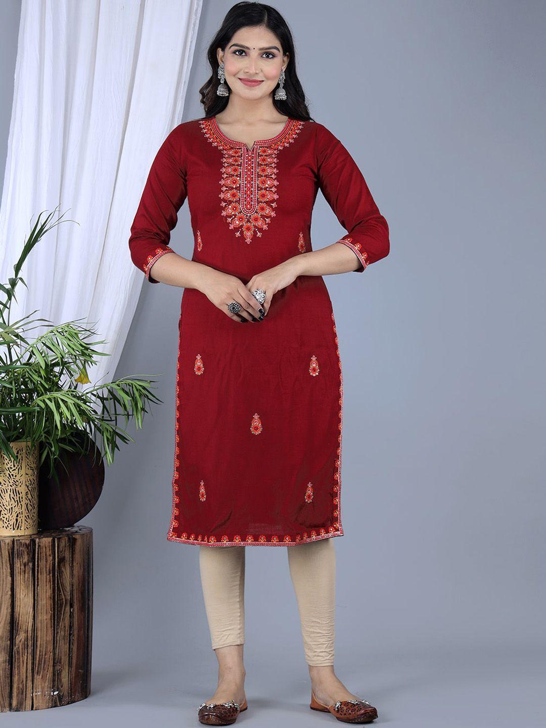 ikdaiya ethnic motifs embroidered sequinned straight kurta