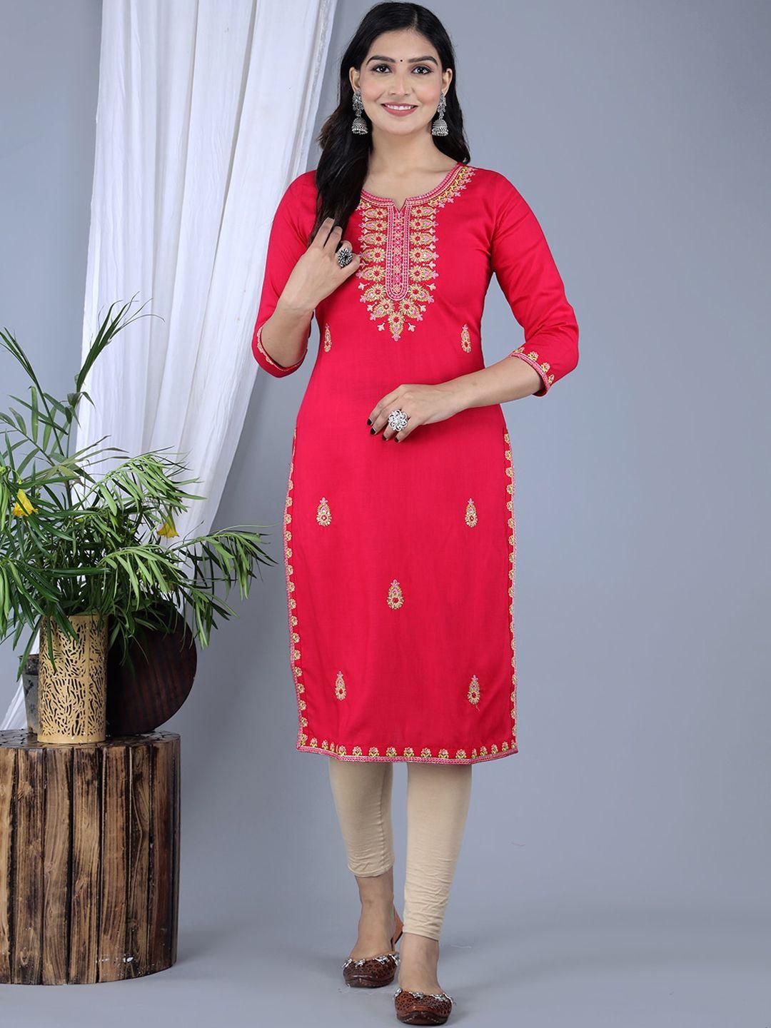 ikdaiya ethnic motifs embroidered straight kurta