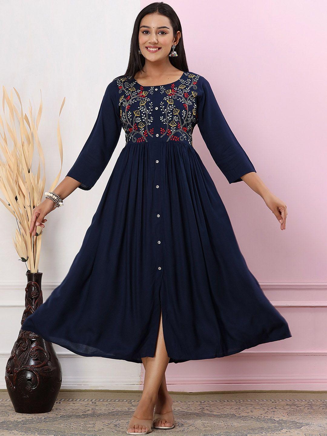 ikdaiya ethnic motifs embroidered thread work anarkali ethnic dress